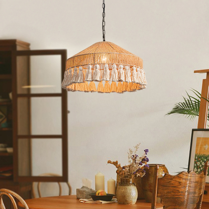 Boho rope-wrapped tasseled chandelier-labpiecesign