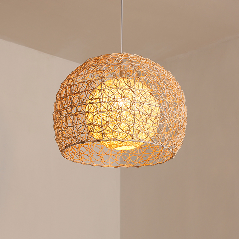 Pastoral rattan lamp bedroom living room hemp ball pendant light-labpiecesign