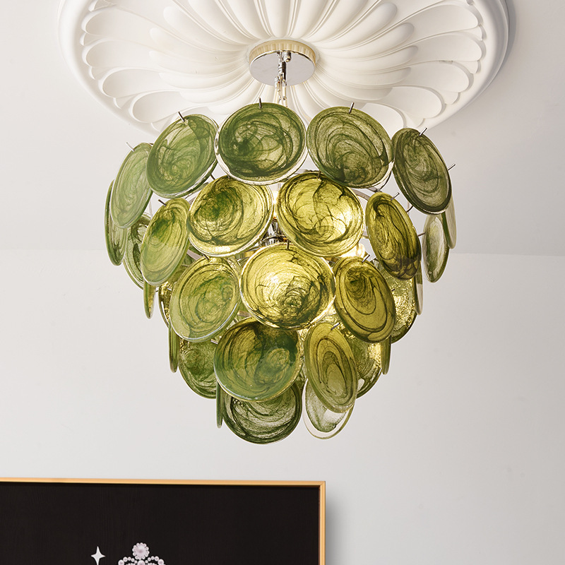Green Iridescent Murano Chandelier