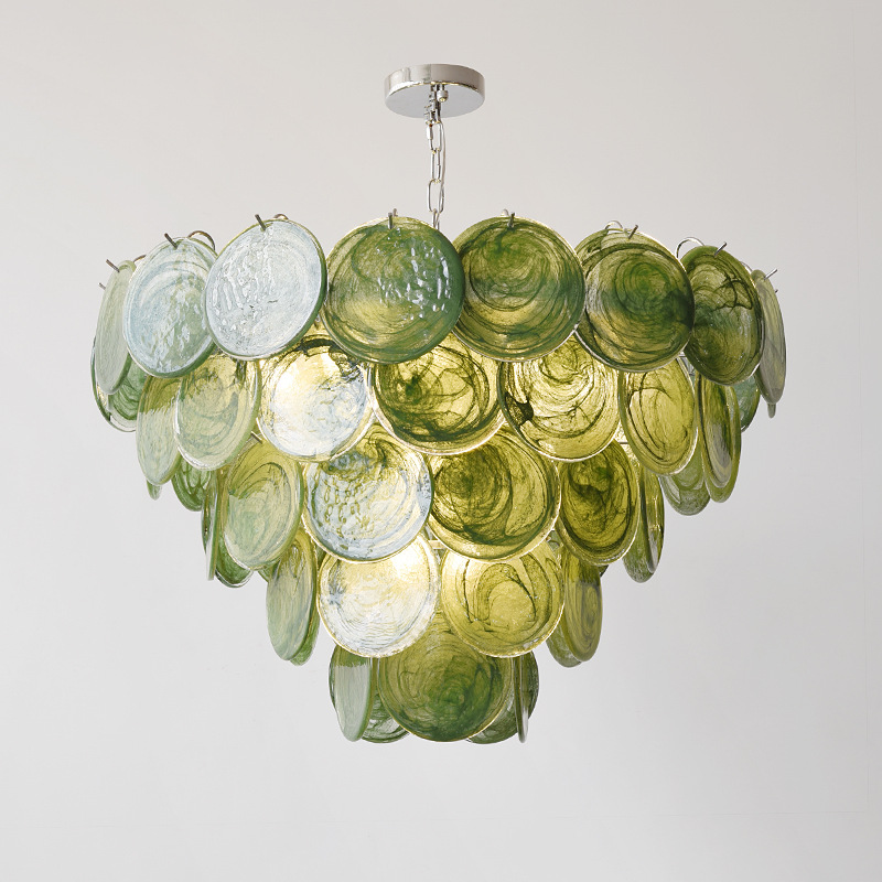 Green Iridescent Murano Chandelier