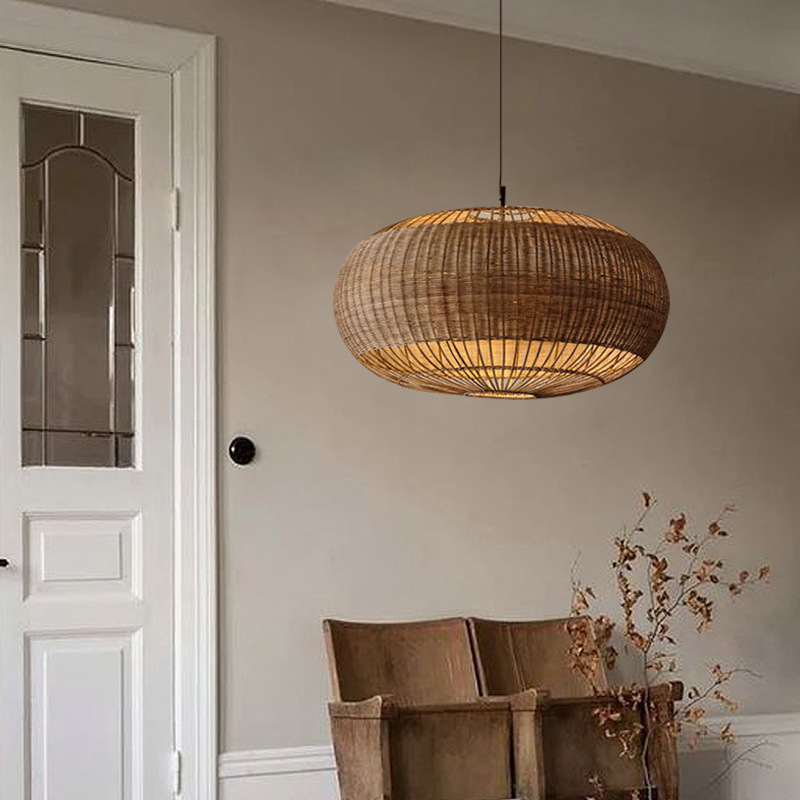 Rattan chandelier retro Japanese style wabi-sabi style bamboo pendant light-labpiecesign