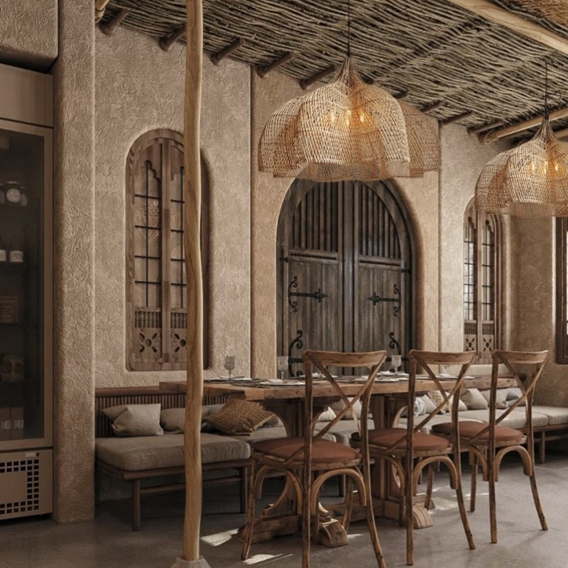 Wicker Pendant Shade outdoor rattan lamp -labpiecesign