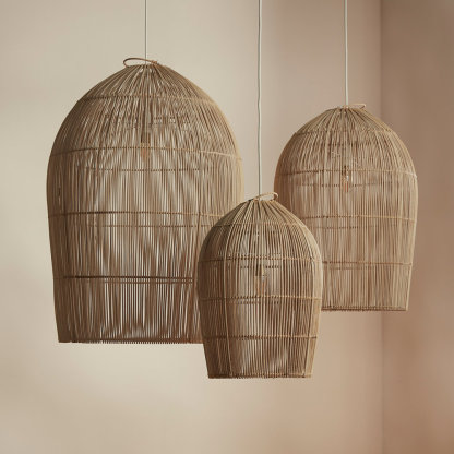 Boho Style Ceiling Pendant Light Wicker Rattan Pendant Lamp Shades
