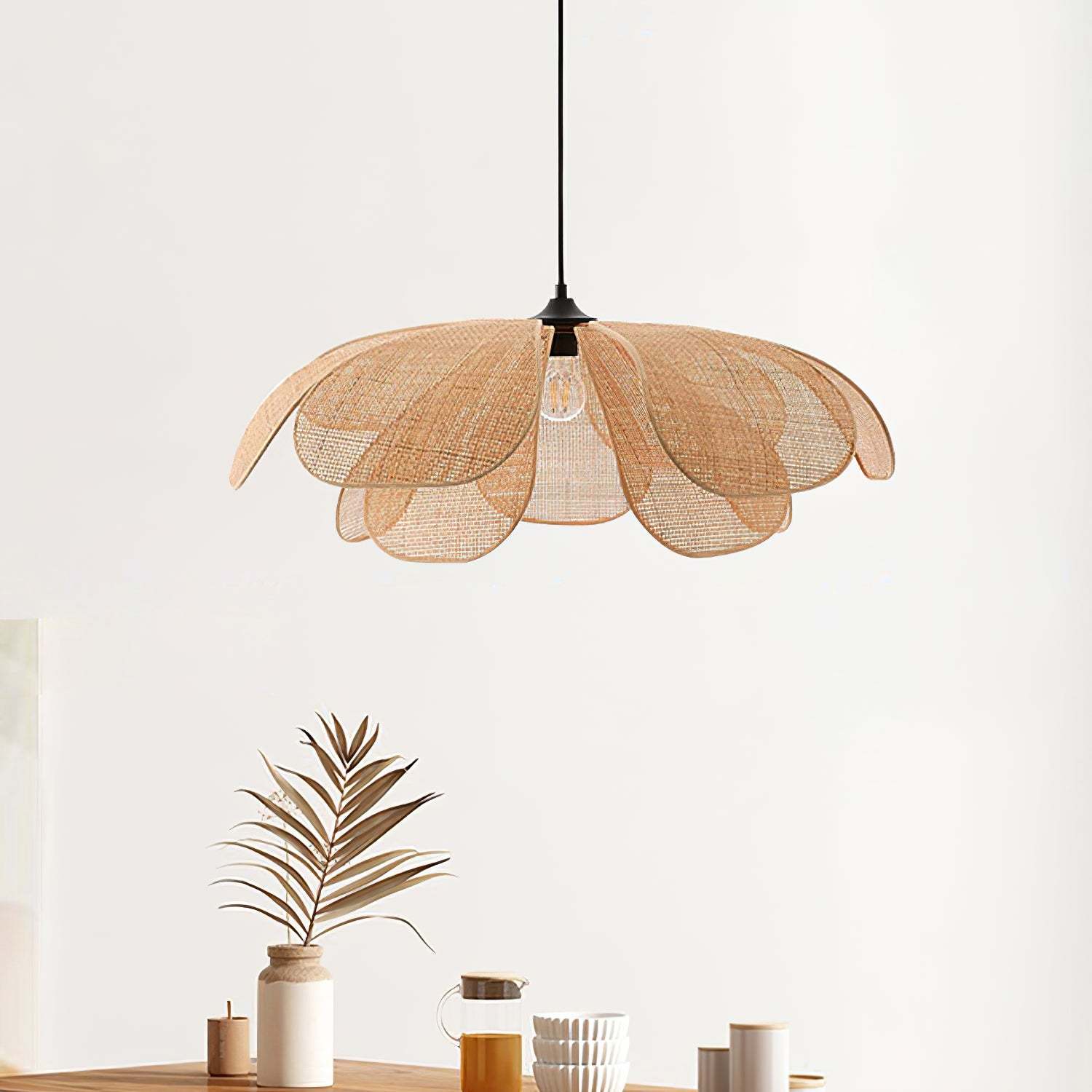Rattan Petal Rustic Pendant Lamp Shade-labpiecesign