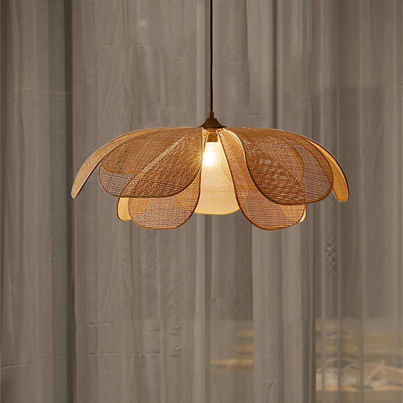 Rattan Petal Rustic Pendant Lamp Shade-labpiecesign – LabPieceSign
