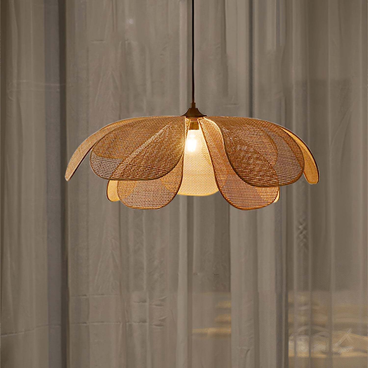 Rattan Petal Rustic Pendant Lamp Shade-labpiecesign
