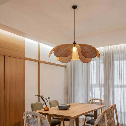 Rattan Petal Rustic Pendant Lamp Shade-labpiecesign