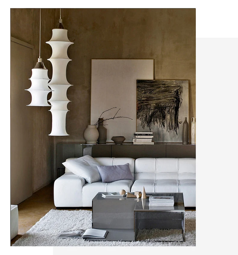 Simple Bamboo Second-hand Fabric white color chandelier-labpiecesign