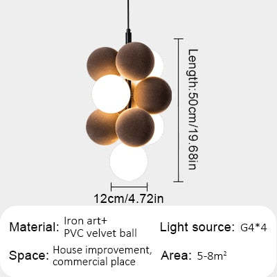 Flannel Ball Modern Chandelier Opal Glass Light-labpiecesign
