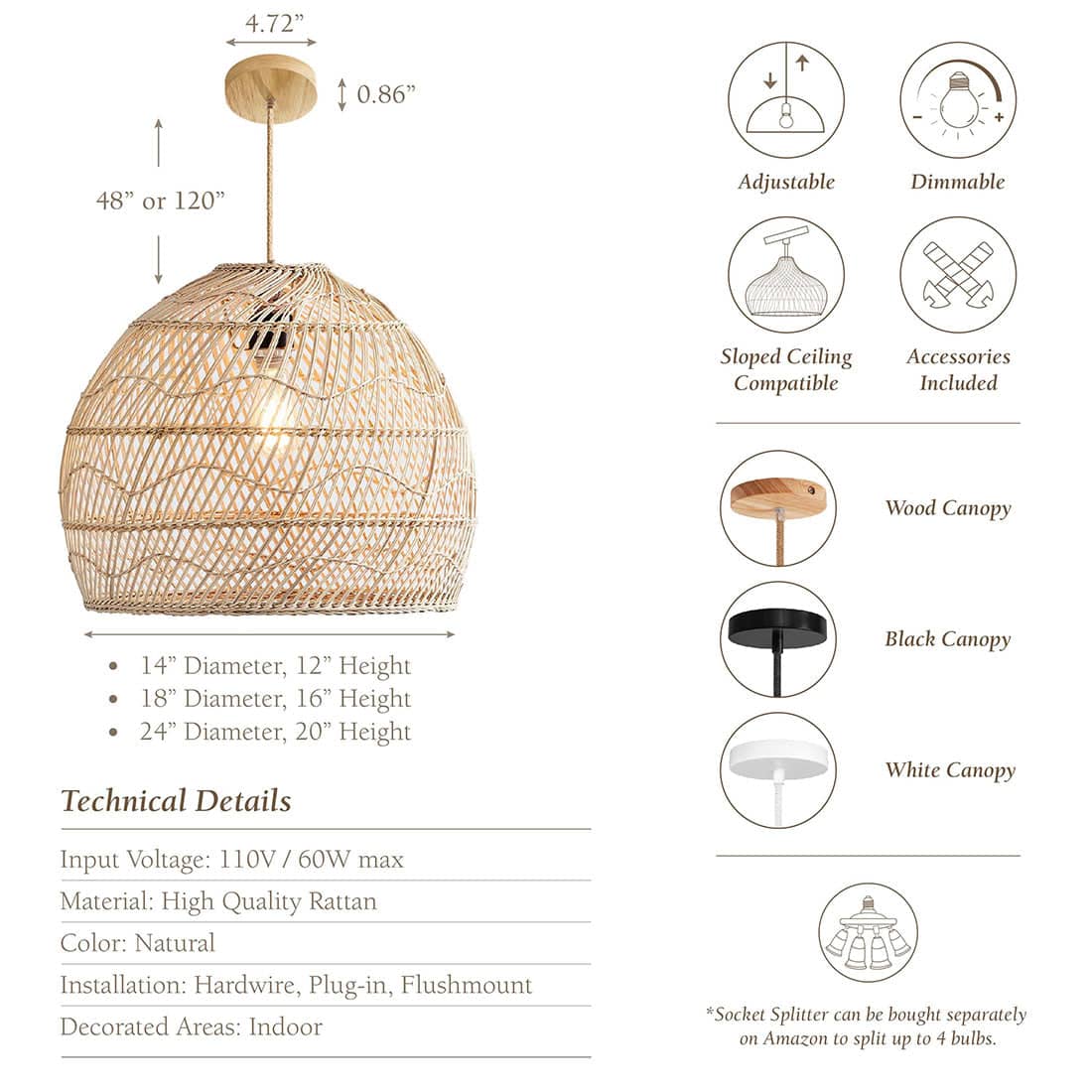 Handmade Rattan Lamp BELL Wicker Lamp Boho Style Lampshade Pendant Lamp-labpiecesign