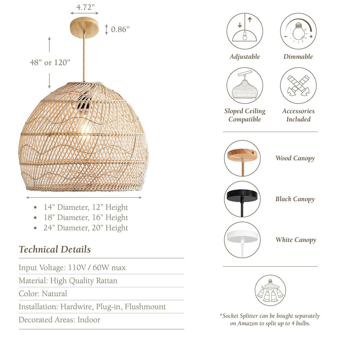 Handmade Rattan Lamp BELL Wicker Lamp Boho Style Lampshade Pendant Lamp-labpiecesign