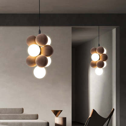 Flannel Ball Modern Chandelier Opal Glass Light-labpiecesign