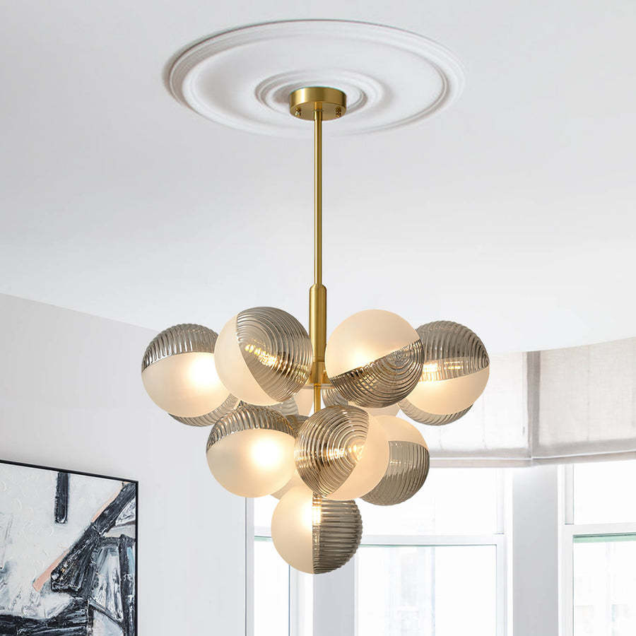 Statement Ribbed Glass Bubble Chandelier-labpiecesign