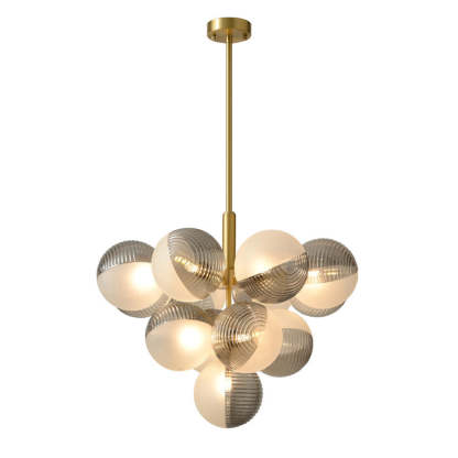 Statement Ribbed Glass Bubble Chandelier-labpiecesign