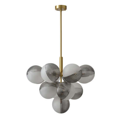 Statement Ribbed Glass Bubble Chandelier-labpiecesign