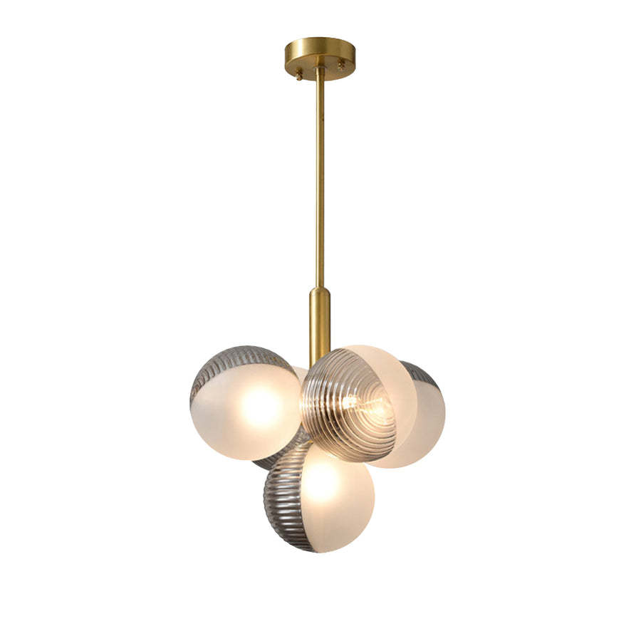 Statement Ribbed Glass Bubble Chandelier
