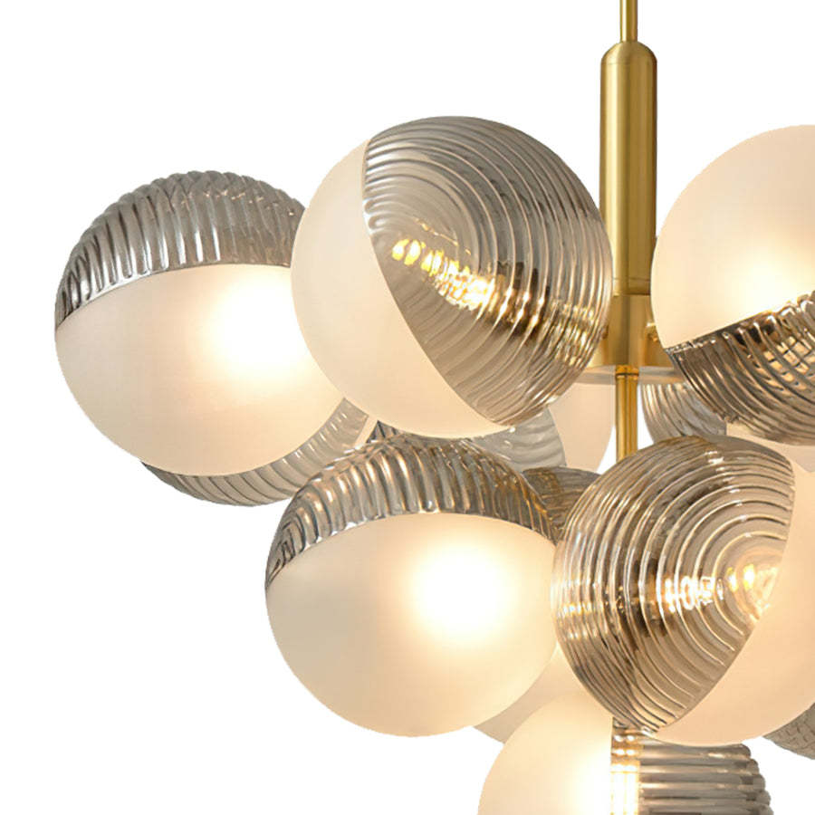 Statement Ribbed Glass Bubble Chandelier-labpiecesign