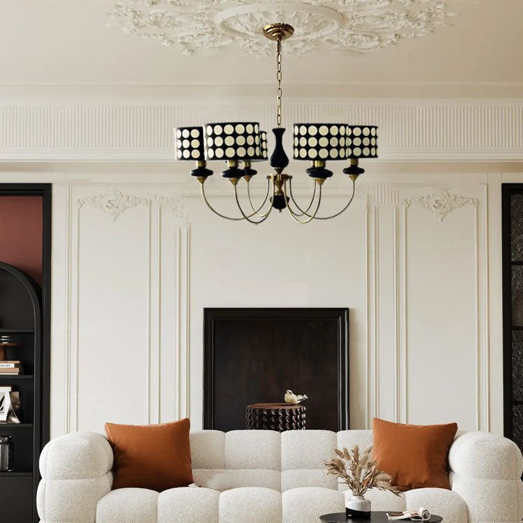 French Style Classic Black and White Polka Dots Pendant Lamp-labpiecesign