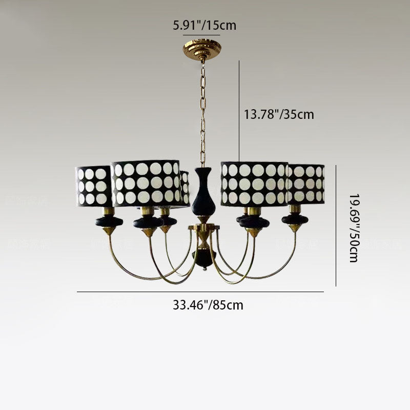 French Style Classic Black and White Polka Dots Pendant Lamp-labpiecesign