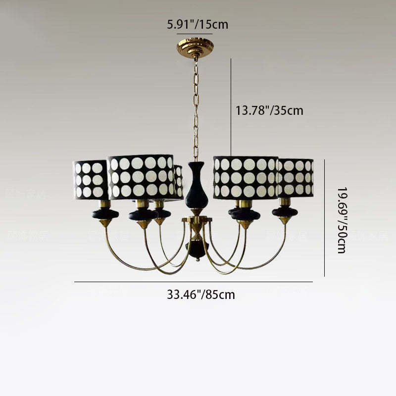 French Style Classic Black and White Polka Dots Pendant Lamp