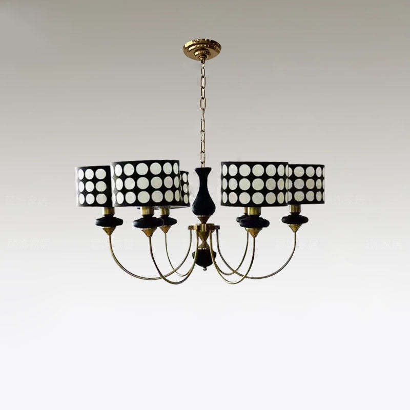 French Style Classic Black and White Polka Dots Pendant Lamp