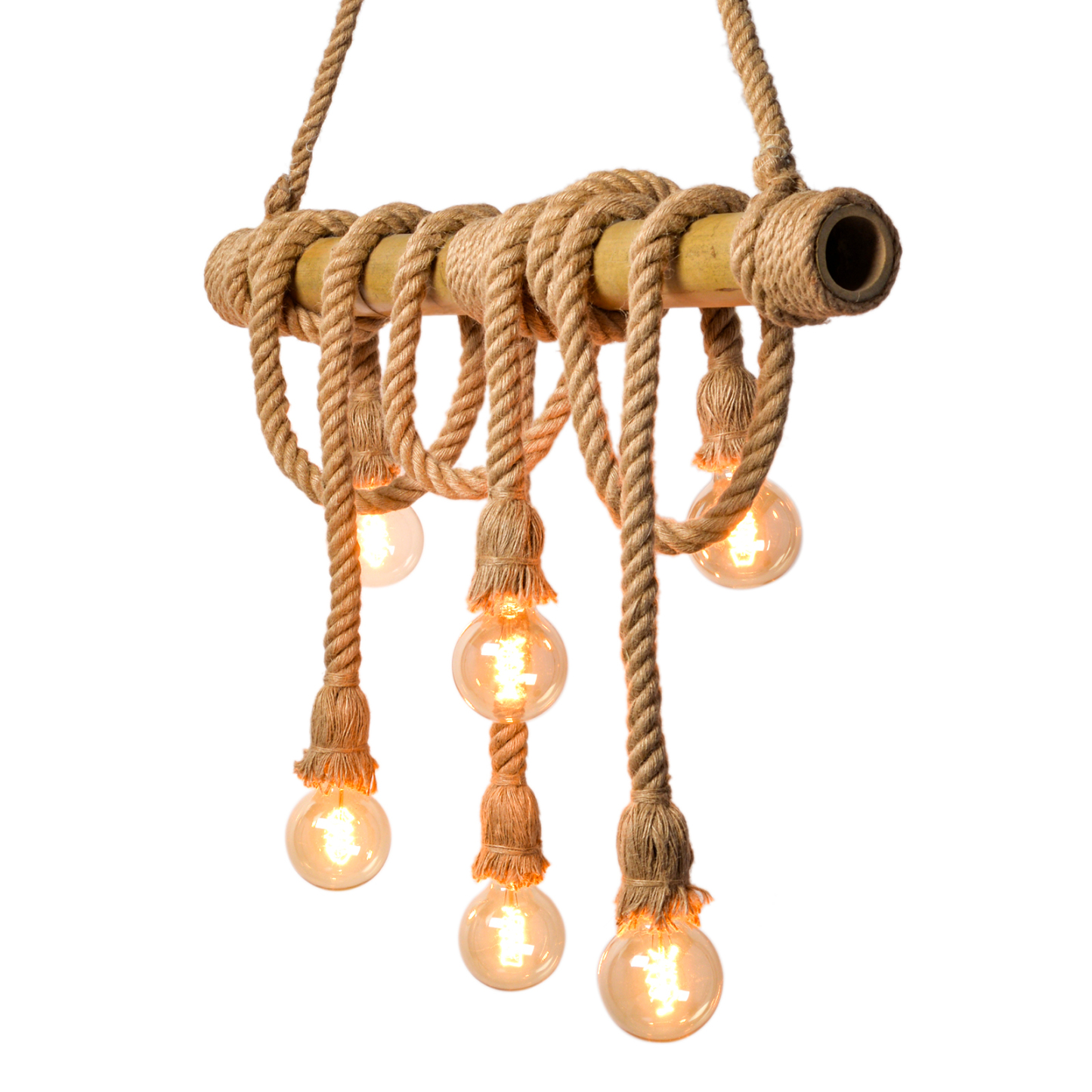 Industrial Vintage Island Pendant Light with Rope Wood Decoration-labpiecesign