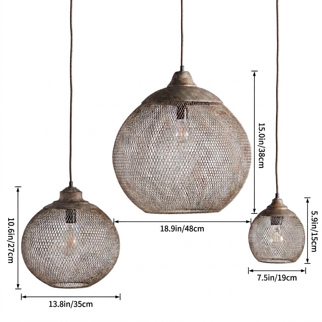 Rustic Woven Metal Pendant Light for Dining Room