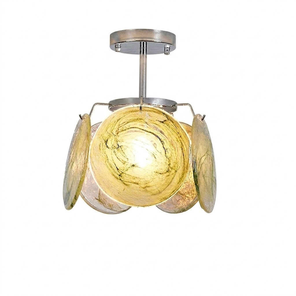Modern Art Glass Disc Semi-Flush Mount Ceiling Light for Bedroom Hallway Entryway
