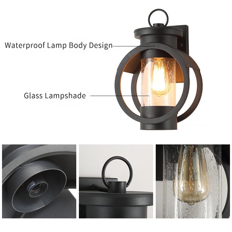 American Retro Outdoor Wall Lamp for Balcony and Corridor, Waterproof Wall Light