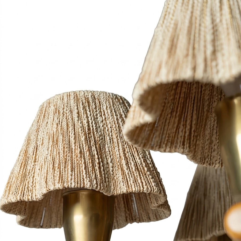Mid-Century Solid Wood Fabric Chandelier for Dining Room & Bedroom
