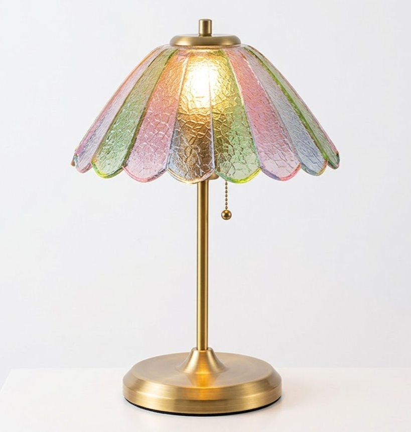 Vintage Stained Glass Bedside Table Lamp