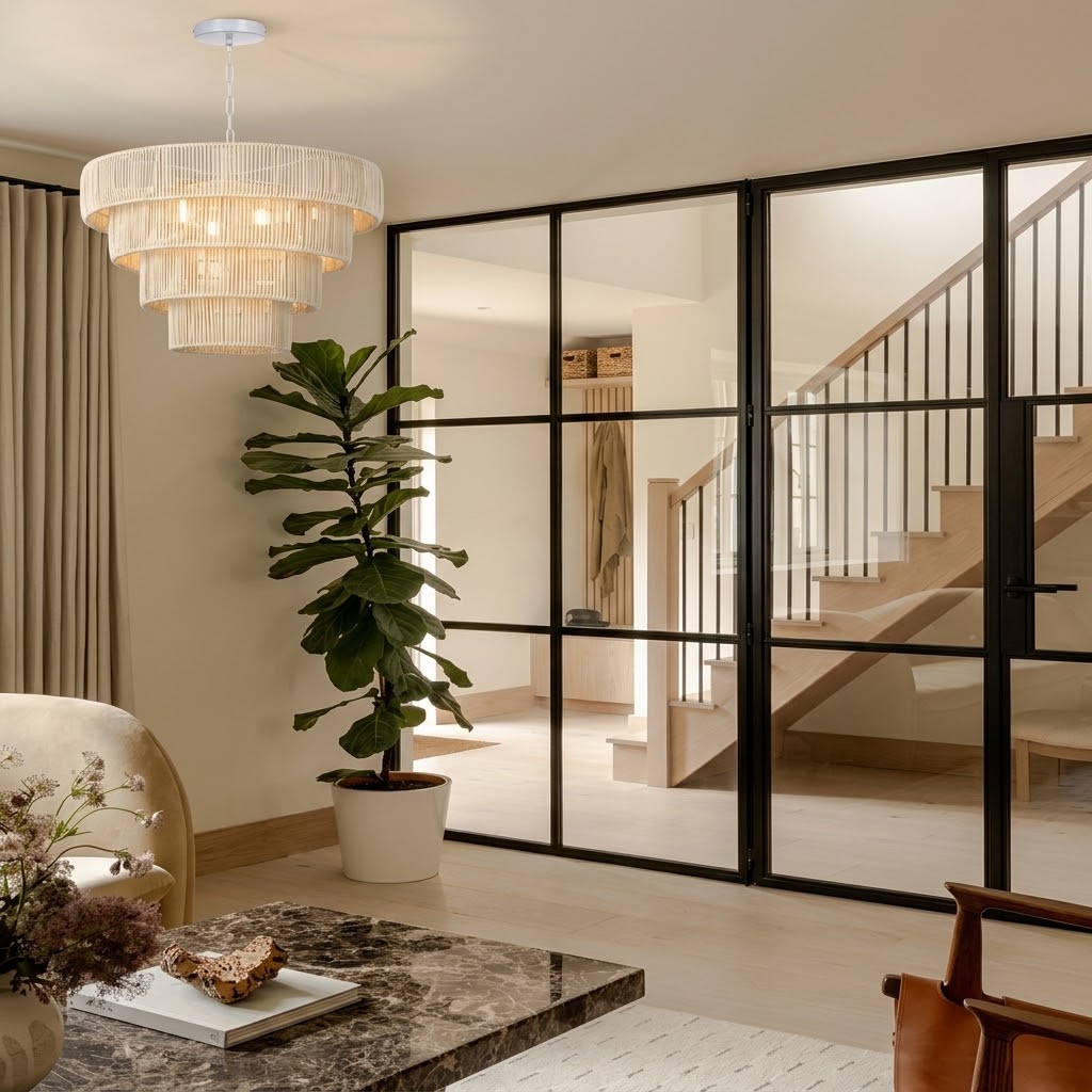 Natural Woven Rattan Tiered Pendant Light for Dining Room