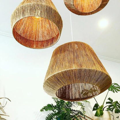 Wabi-sabi Japanese style hemp rope woven pendant light