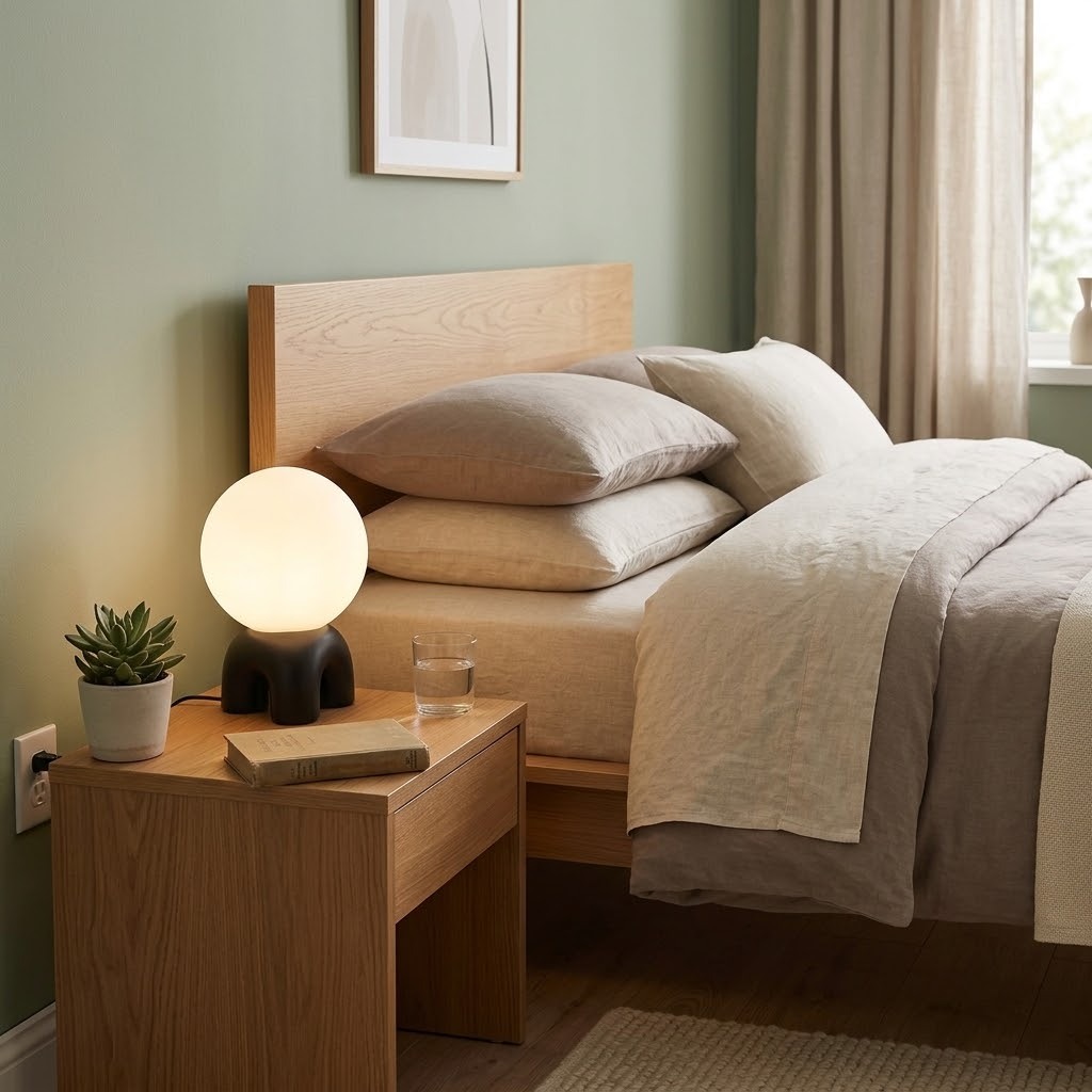 Modern Sculptural Globe Table Lamp with Frosted Glass & Arch Base