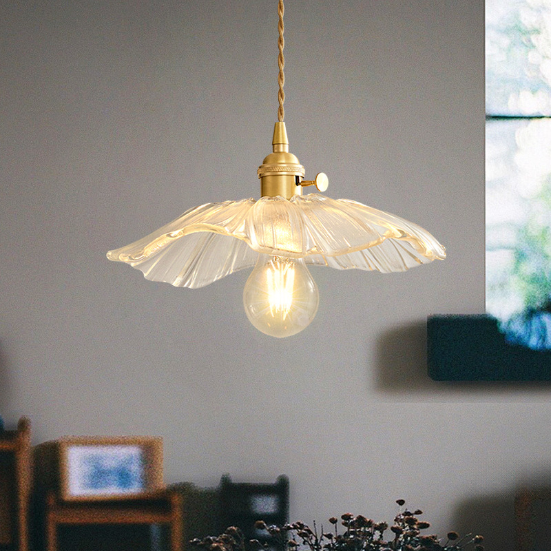  Vintage Lotus Leaf Glass Pendant Light