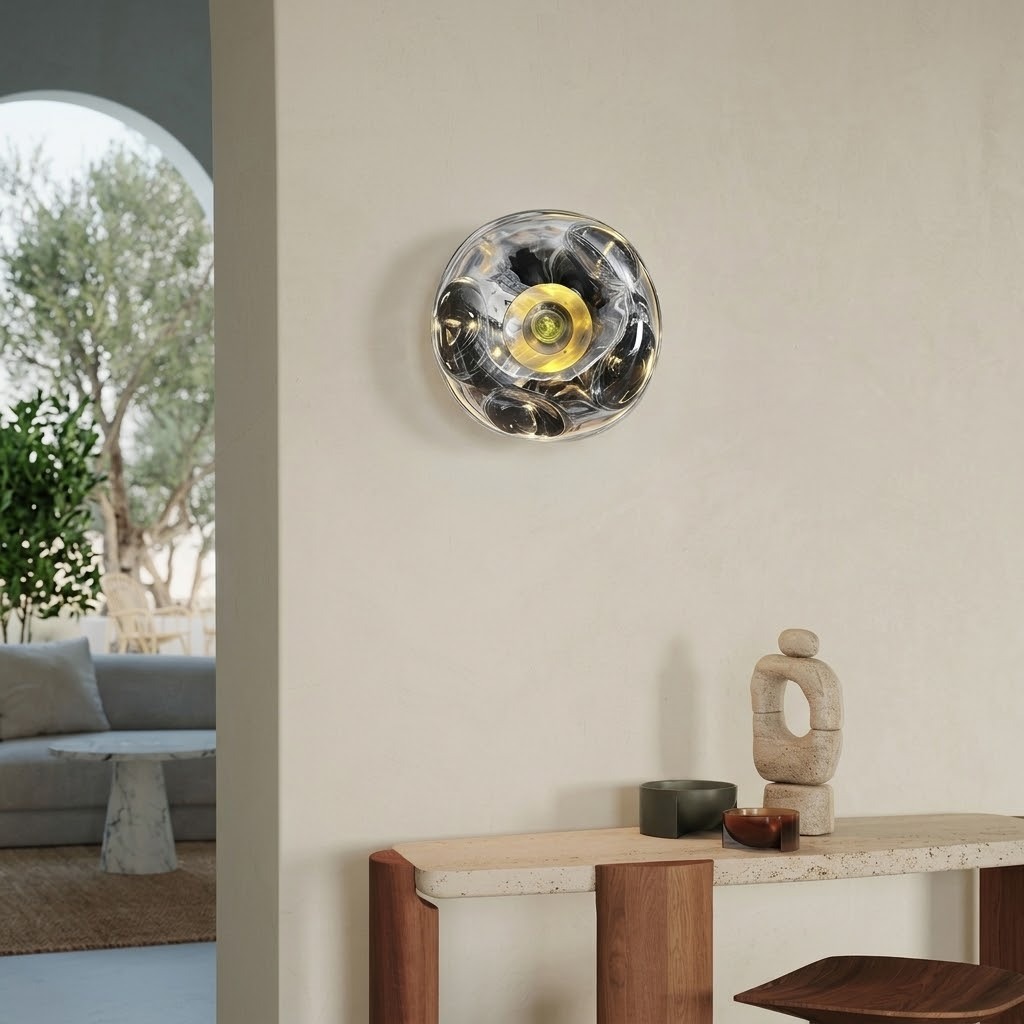 Sculptural Glass Wall Sconce – Modern Globe Lighting for Hallways & Living Rooms
