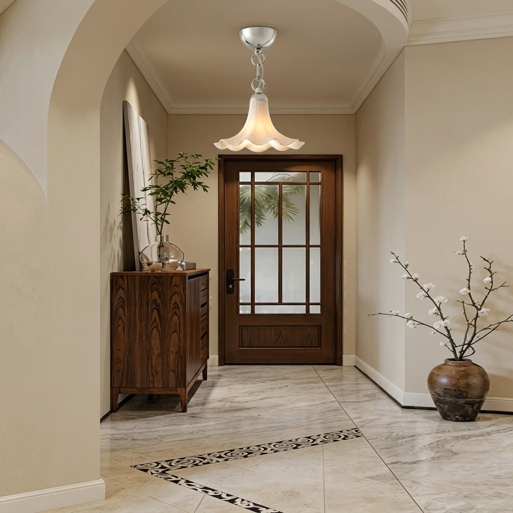 Vintage Flower Ceramic Pendant Light for Entryway