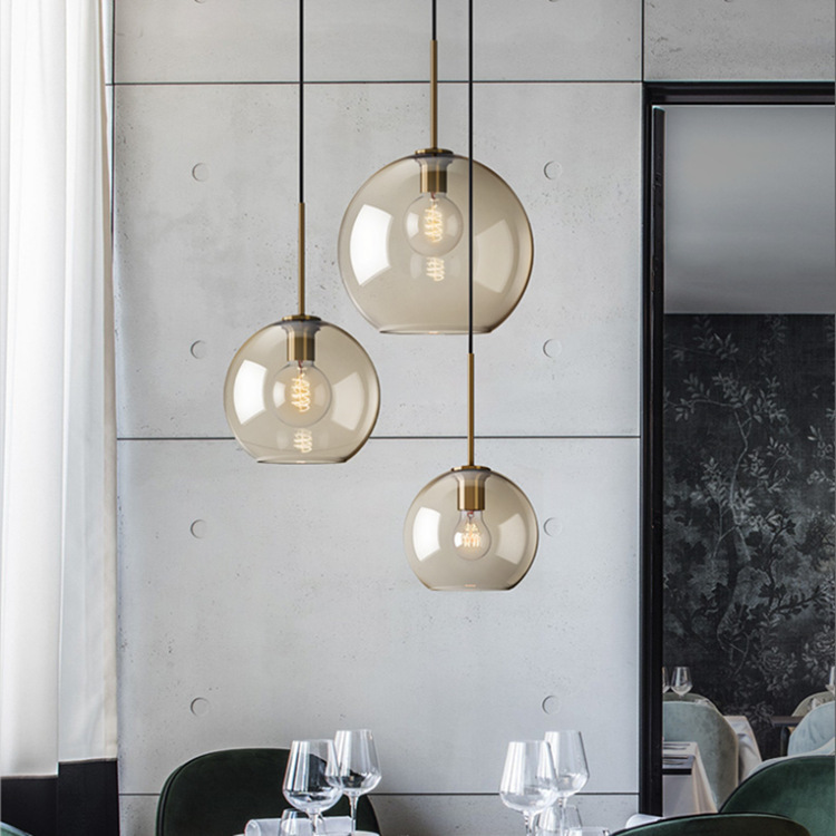 Modern minimalist glass pendant light for cafes restaurants and bars