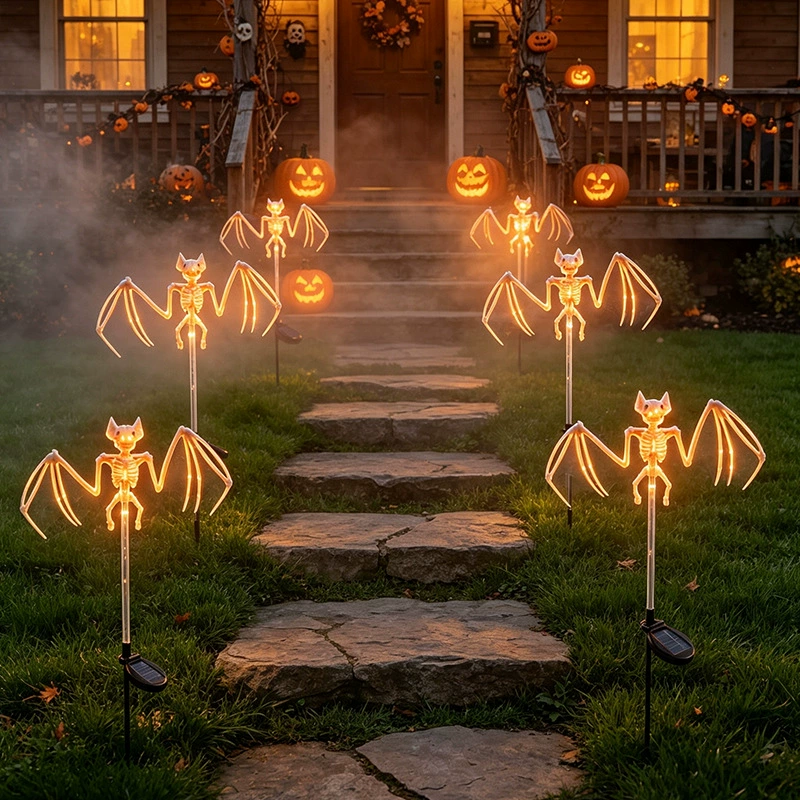 Solar Halloween Skeleton & Bat Stake Lights