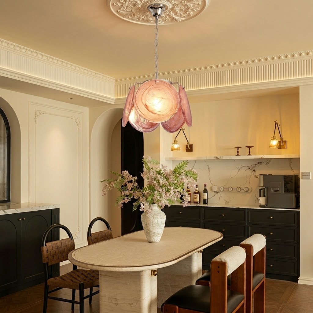 Modern Art Glass Disc Pendant Light for Bedroom Hallway Entryway