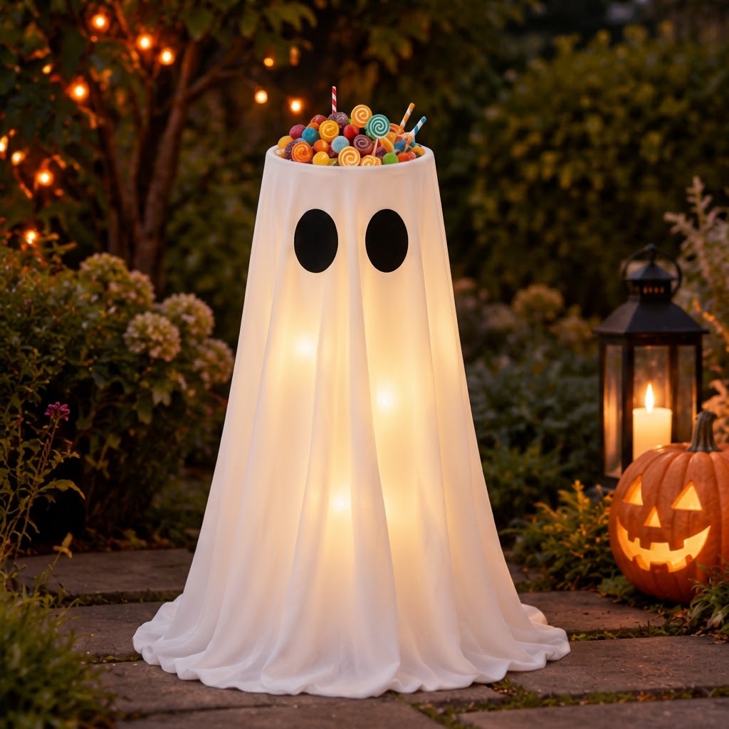 Light-Up Ghost Halloween Candy Bowl