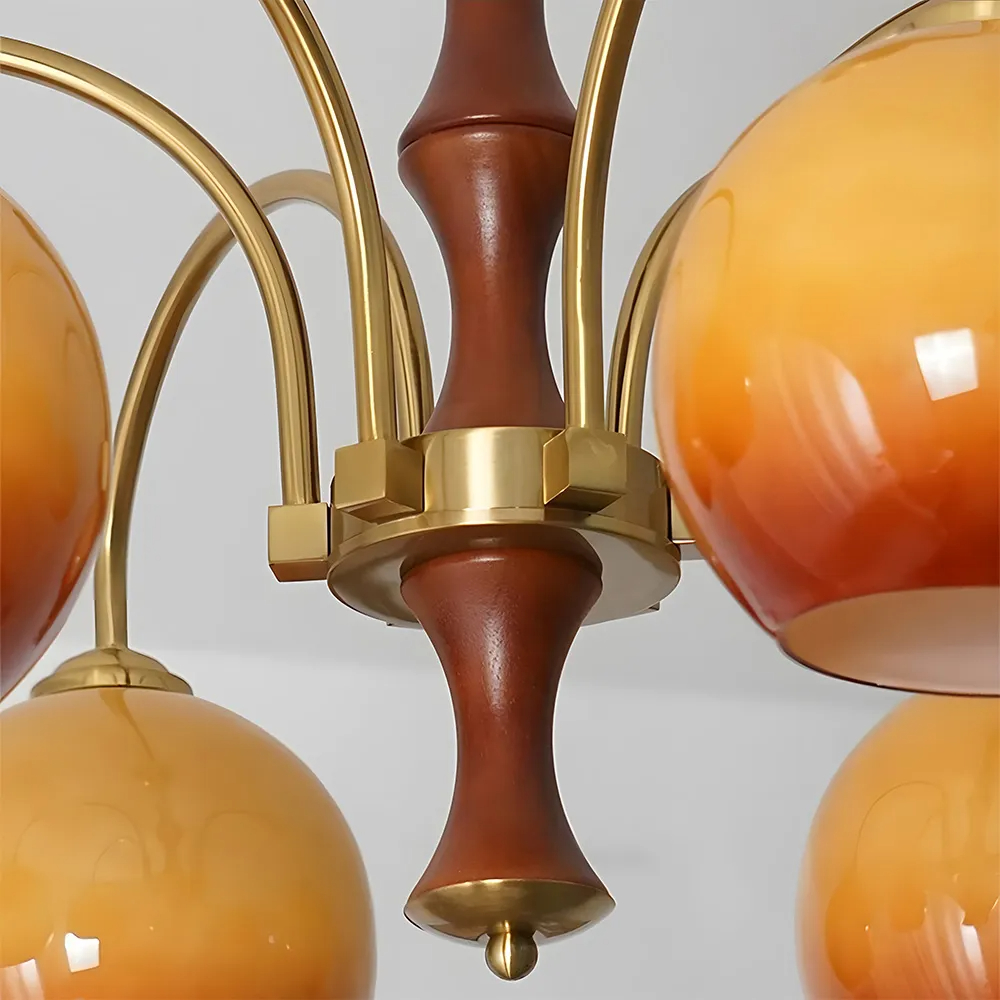 Medieval Ball Glass Iron Brown Living Room Chandelier