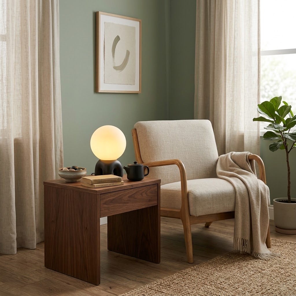 Modern Sculptural Globe Table Lamp with Frosted Glass & Arch Base
