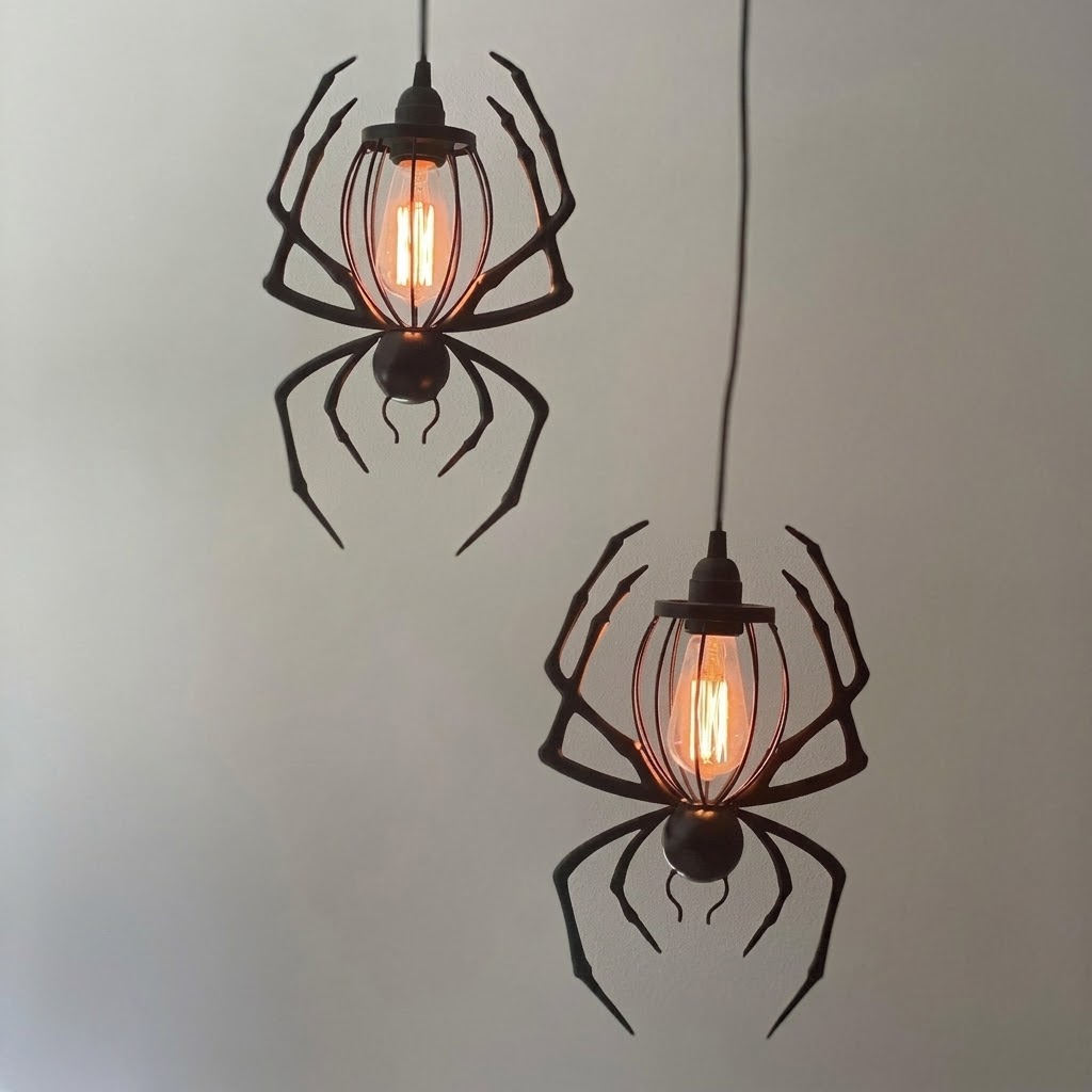 Gothic Halloween Hanging Light – Bat & Spider