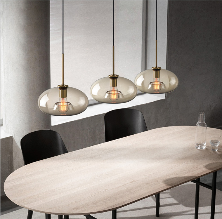 Modern minimalist glass pendant light for cafes restaurants and bars