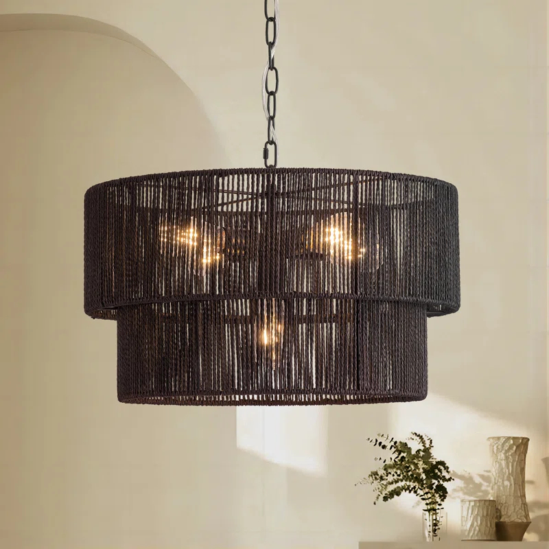 Shiloh Rattan Pendant Light - Bohemian Lampshade, Rattan Light Fixture