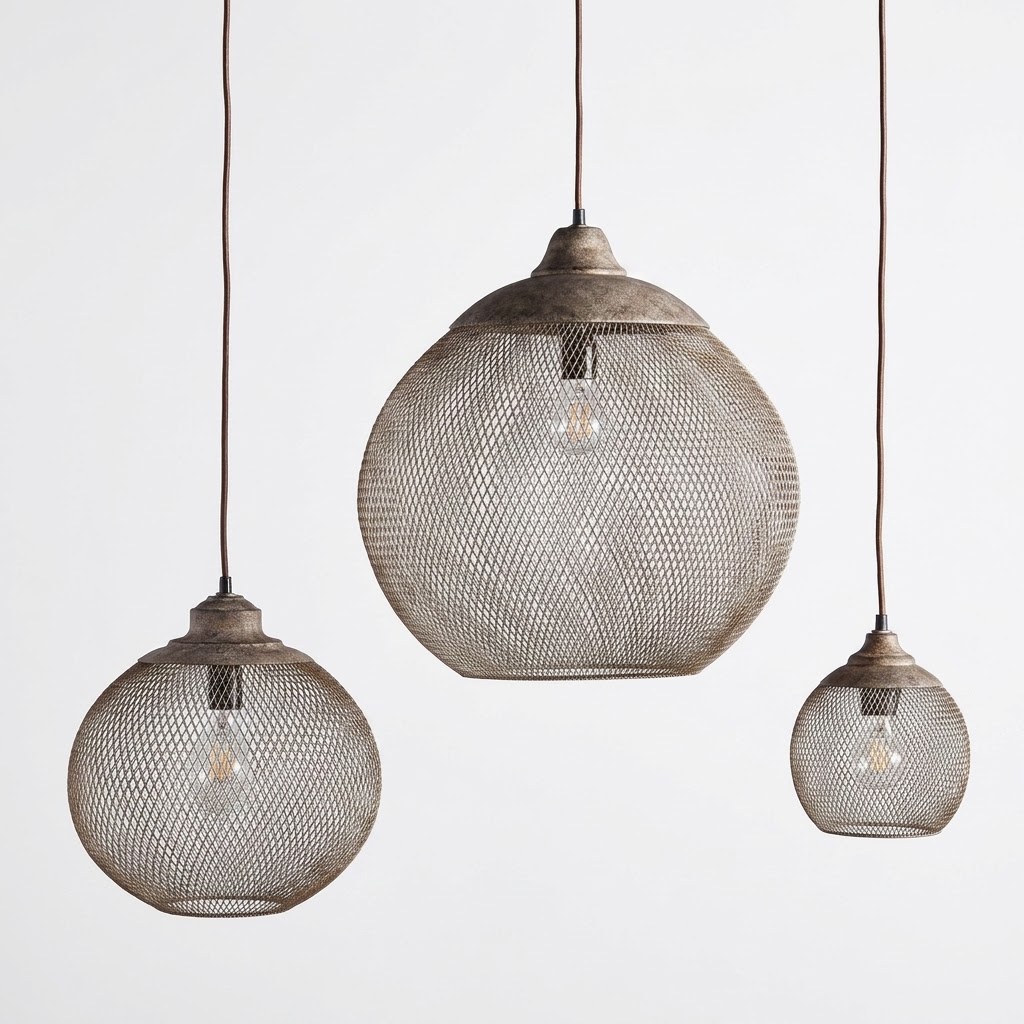 Rustic Woven Metal Pendant Light for Dining Room