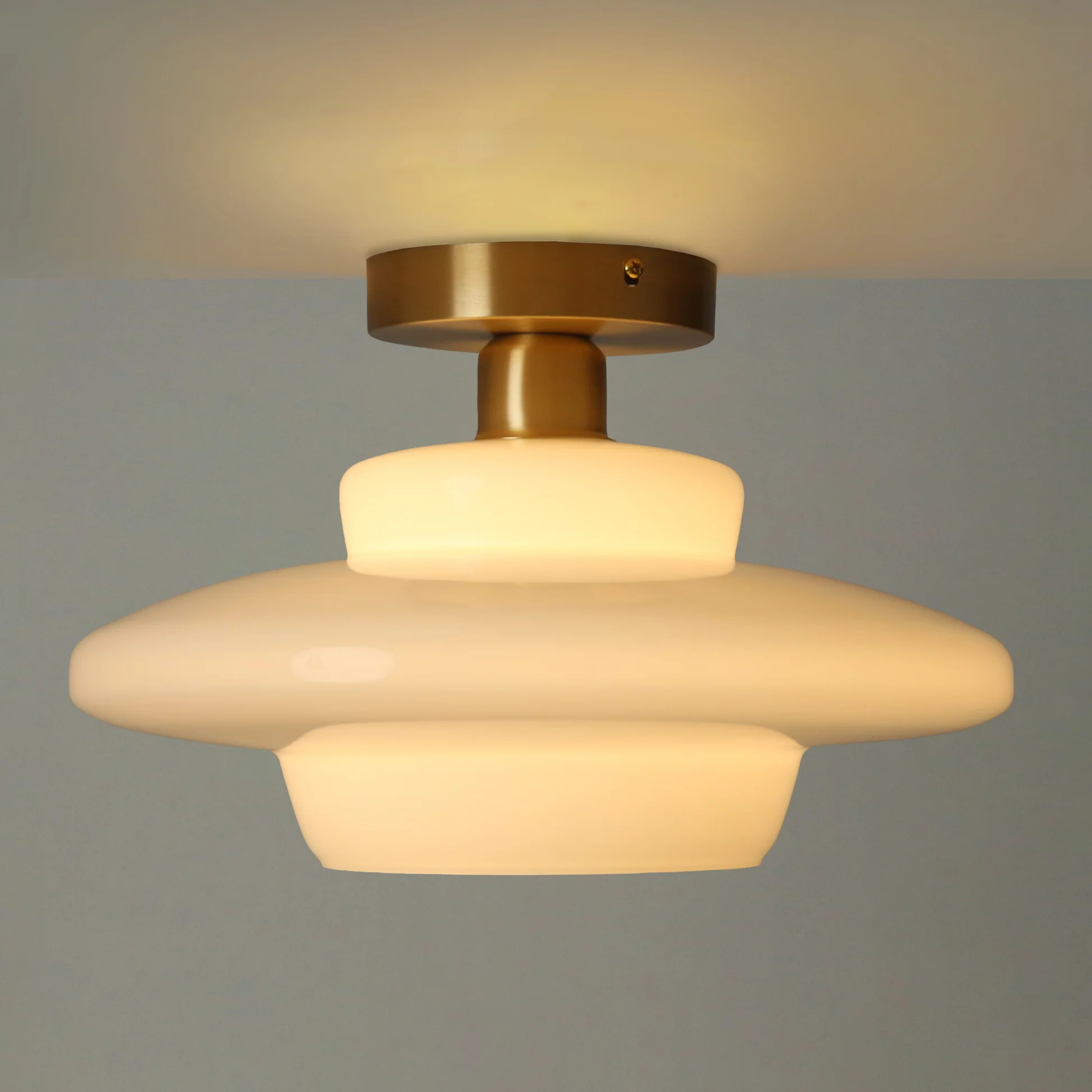 Miller Art Deco Milk Glass Fixed Ceiling Light