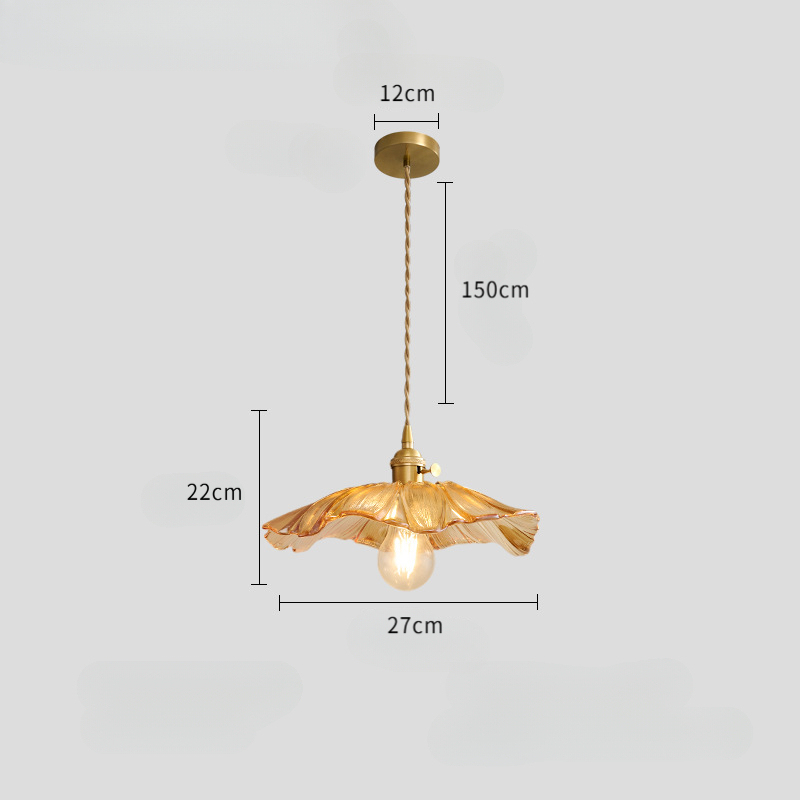  Vintage Lotus Leaf Glass Pendant Light