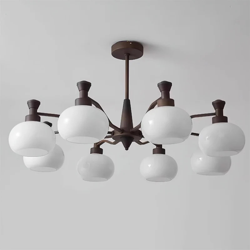 Medieval French retro style Milky white glass chandelier